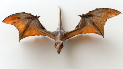 Naklejka premium Pterodactyl soars with wings spread wide against a white background to capture its flight.