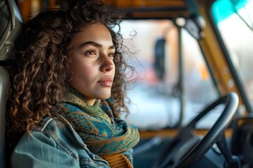 Young Woman Driving a Vehicle
