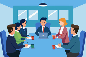 Scene of a business meeting in a conference room
