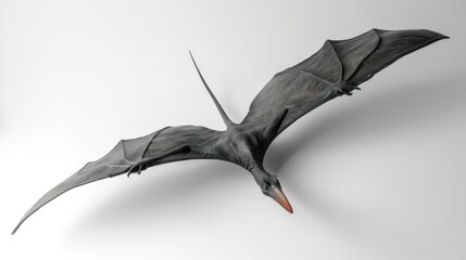 Fototapeta premium Realistic model of a flying pteranodon on a white background. By spreading its wings