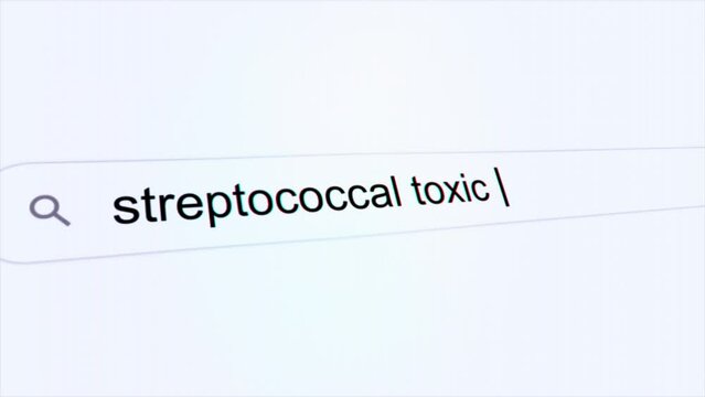 Streptococcal Toxic Shock Syndrome typing on internet search bar computer screen