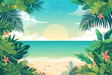 Fototapeta premium Summer Background illustration created with Generative AI