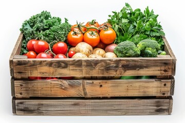 Fresh Organic Vegetables in Wooden Crate