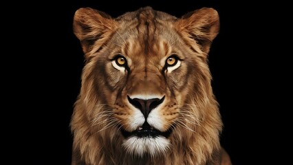 Fototapeta premium Portrait lion on the black Background. (High Quality Wallpaper Wild Photography)