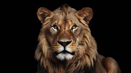 Fototapeta premium Portrait lion on the black Background. (High Quality Wallpaper Wild Photography)