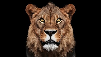 Obraz premium Portrait lion on the black Background. (High Quality Wallpaper Wild Photography)