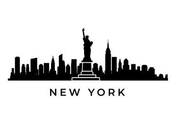 Fototapeta premium Monochrome New York skyline with iconic landmarks and text