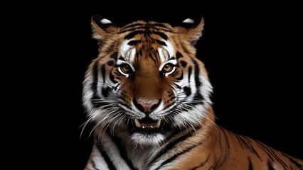 Fototapeta premium Portrait of a Tiger with a black background (High Quality Wallpaper Wild Photography)