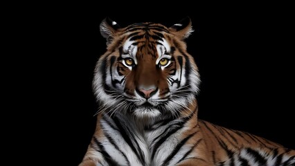 Fototapeta premium Portrait of a Tiger with a black background (High Quality Wallpaper Wild Photography)
