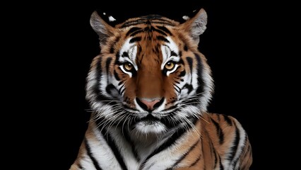 Fototapeta premium Portrait of a Tiger with a black background (High Quality Wallpaper Wild Photography)