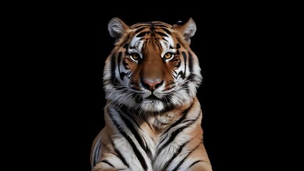 Portrait of a Tiger with a black background (High Quality Wallpaper Wild Photography)