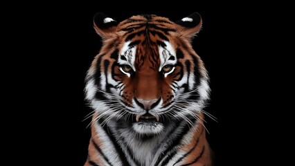 Fototapeta premium Portrait of a Tiger with a black background (High Quality Wallpaper Wild Photography)