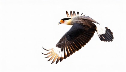 Obraz premium crested caracara or Mexican Eagle - Caracara plancus - is a bird of prey in the falcon family. Common in South Florida through Mexico and Central, South America. Isolated on white background