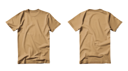 Beige tan men's t-shirt on white background