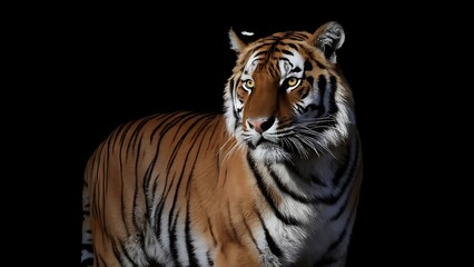 Fototapeta premium Portrait of a Tiger with a black background (High Quality Wallpaper Wild Photography)