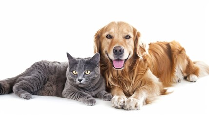 Happy Dog and Calm Cat Together - Generative AI