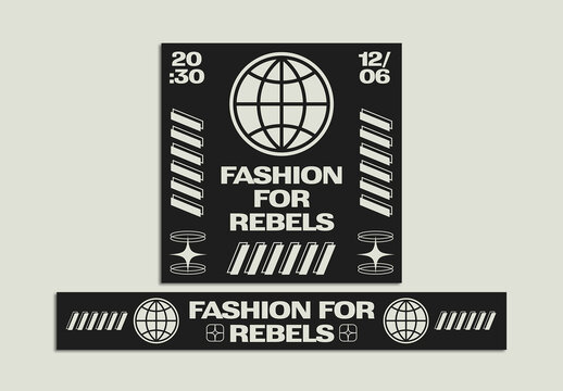 Set of Web Banners Layout in Brutalism Style Design