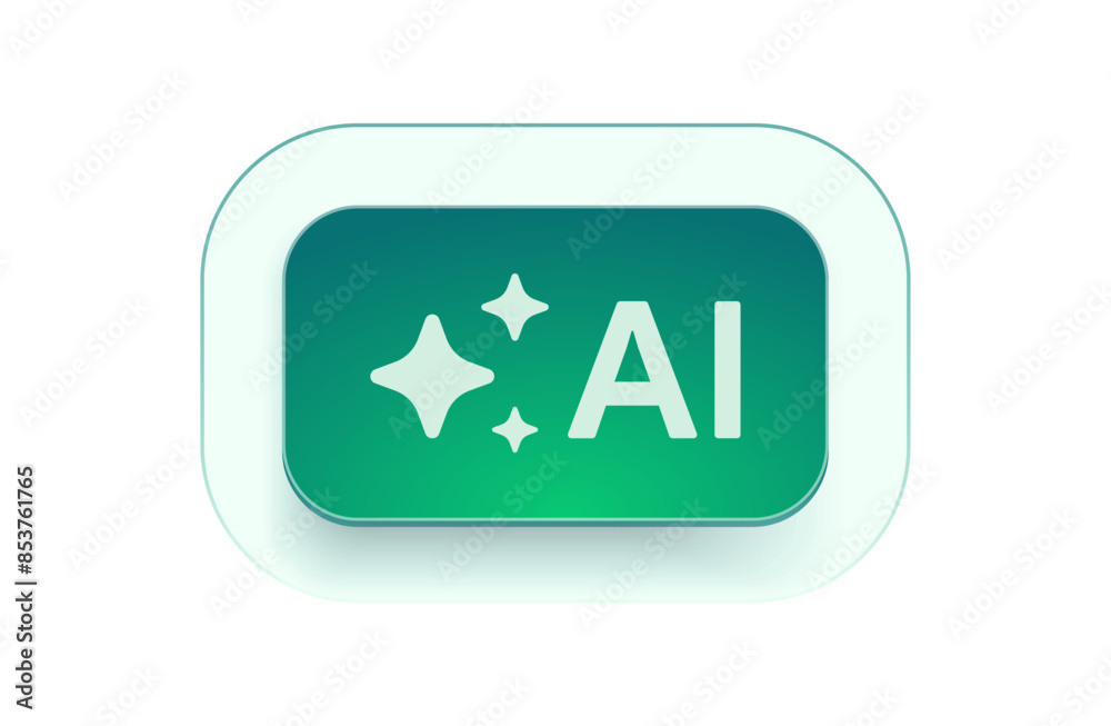 Poster ai stars icon. artificial intelligence logo. machine learning. generate image and text sign. compute