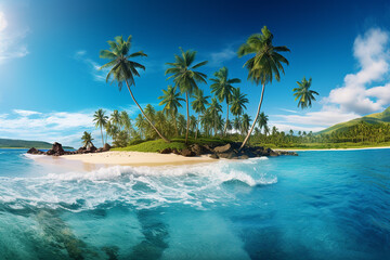 tropical island with palm trees