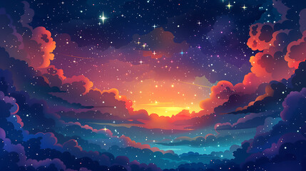 Obraz premium galaxy space pattern with constellations and planets. Space. Background image. Vector. Illustration. Planets. Night space game background with ground, mountains, stars, Saturn and Earth in sky. 