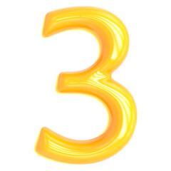 Fototapeta premium Gold Number 3 3D Render