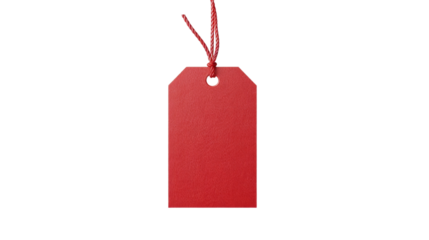 Red discount tag on white background