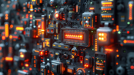 Obraz premium Conceptual illustrating technology and innovation within the Internet of Things (IoT). Interconnected automation systems, industrial, and seamless network and futuristic vibe.