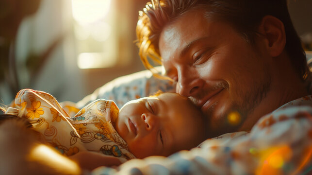 Father holding newborn baby