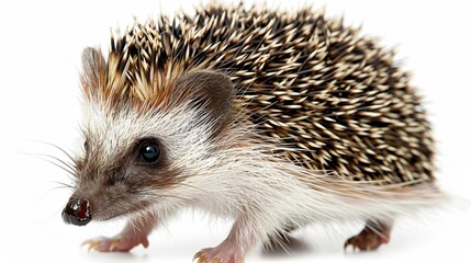 Obraz premium Adorable hedgehog facing forward with detailed fur and spines in a studio environment