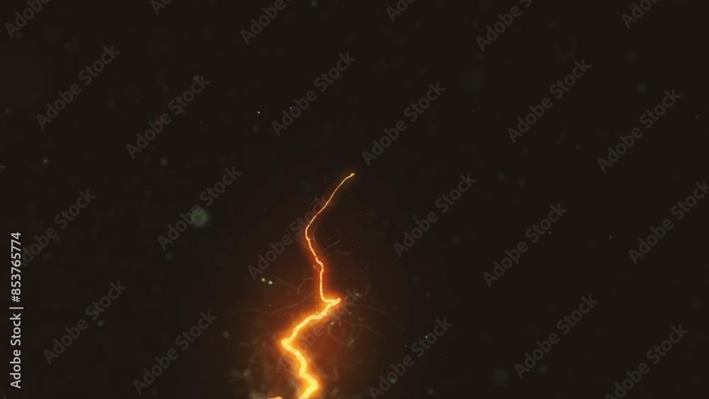 Poster 3d distorted ray inside particles field/ animation of a 3d distorted light ray snaking inside partic