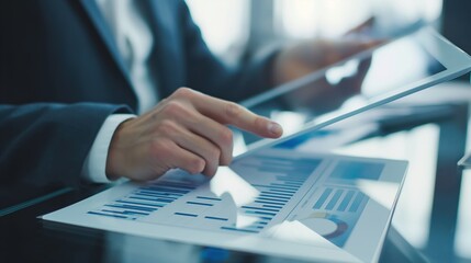  Business Professionals Analyzing Financial Data on Digital Tablet in Office