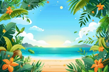 Fototapeta premium Summer Background illustration created with Generative AI