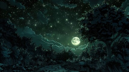 Fototapeta premium digital art of Stargazing victorian twilight lighting 