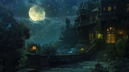 Obraz premium digital art of Stargazing victorian twilight lighting 