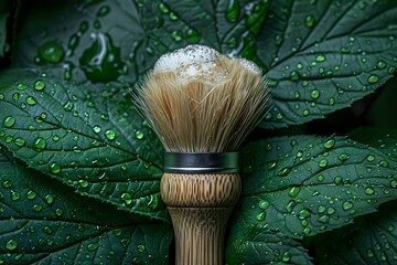 Natural Beauty: Shaving Brush and Water Droplets