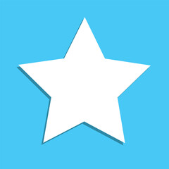 Simple star, rating symbol. White icon with shadow on sky background. Vector illustration. EPS 10