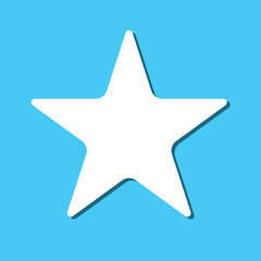 Simple star, rating symbol. White icon with shadow on sky background. Vector illustration. EPS 10
