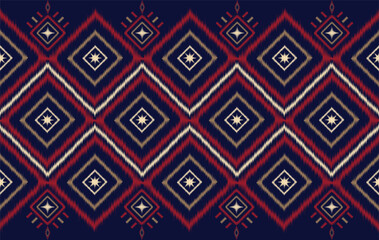 Ikat motifs ethnic fabric seamless pattern blue. traditional ikat ethnic pattern style. Designed for saree, sarong, batik ,carpet ,clothing ,ikat pattern ,fabric ,embroidery ,textile art ,weaving