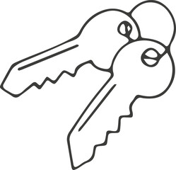 Hand drawn keys icon. Vector picture, doodle style.
