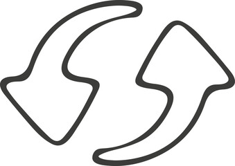Hand drawn rotation icon. Vector picture, doodle style.

