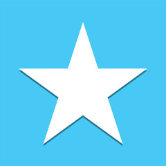 Simple star, rating symbol. White icon with shadow on sky background. Vector illustration. EPS 10