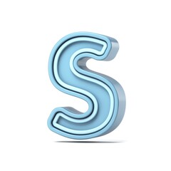 Pastel blue font Letter S 3D