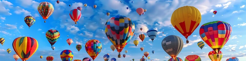 Obraz premium A whimsical hot air balloon festival with colorful balloons filling the sky.
