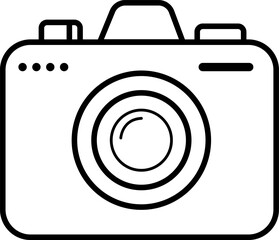 Simple Black and White Camera Icon Outline for Multimedia Projects, Focusing on Graphic Design and Symbolism. Disposable, Single Use, No Recording Cameras