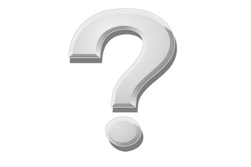 3D rendering of a white question mark symbol on a transparent background, useful for inquiries, doubt, FAQ, help support, or uncertainty concepts.