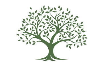 Illustration of a tree with lush green leaves and sturdy branches isolated on transparent background. perfect for nature and botanical themes.