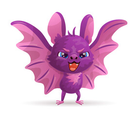 Cartoon bat on white background. Character design. Vector illustration.