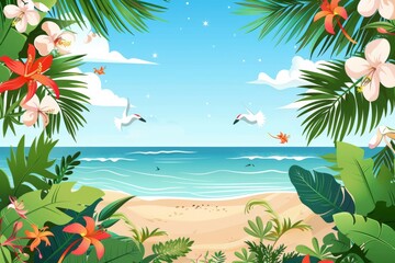 Summer Background illustration created with Generative AI