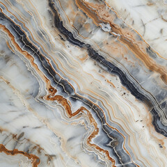 Detailed Marble Texture with Natural Patterns and Intricate Veining in Black, White, and Brown Tones, Close-up Marble Surface Background