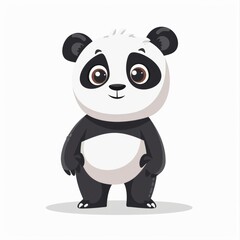 Obraz premium Vector illustration cartoon of a cute panda over white background.